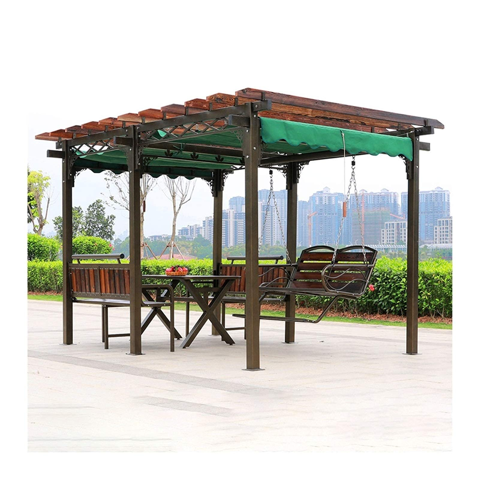 【Gazebo】【BS】Outdoor Gazebo Swing Grape Rack Anti-Corrosion Wood Aluminum Alloy