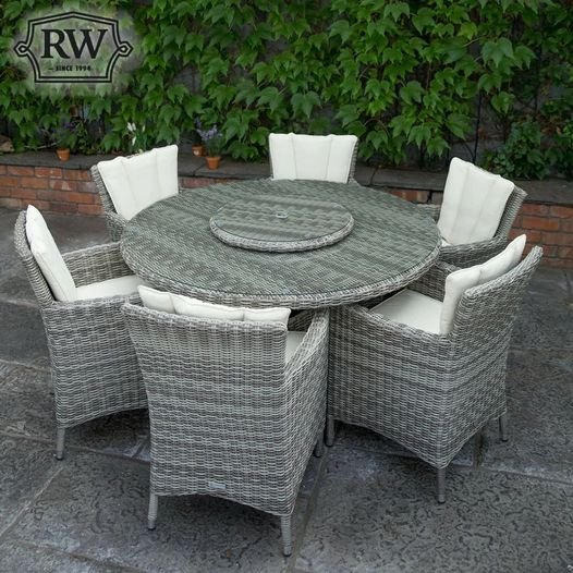 Oxford – 6 Seat Set with 135cm Round Table (Light Grey)