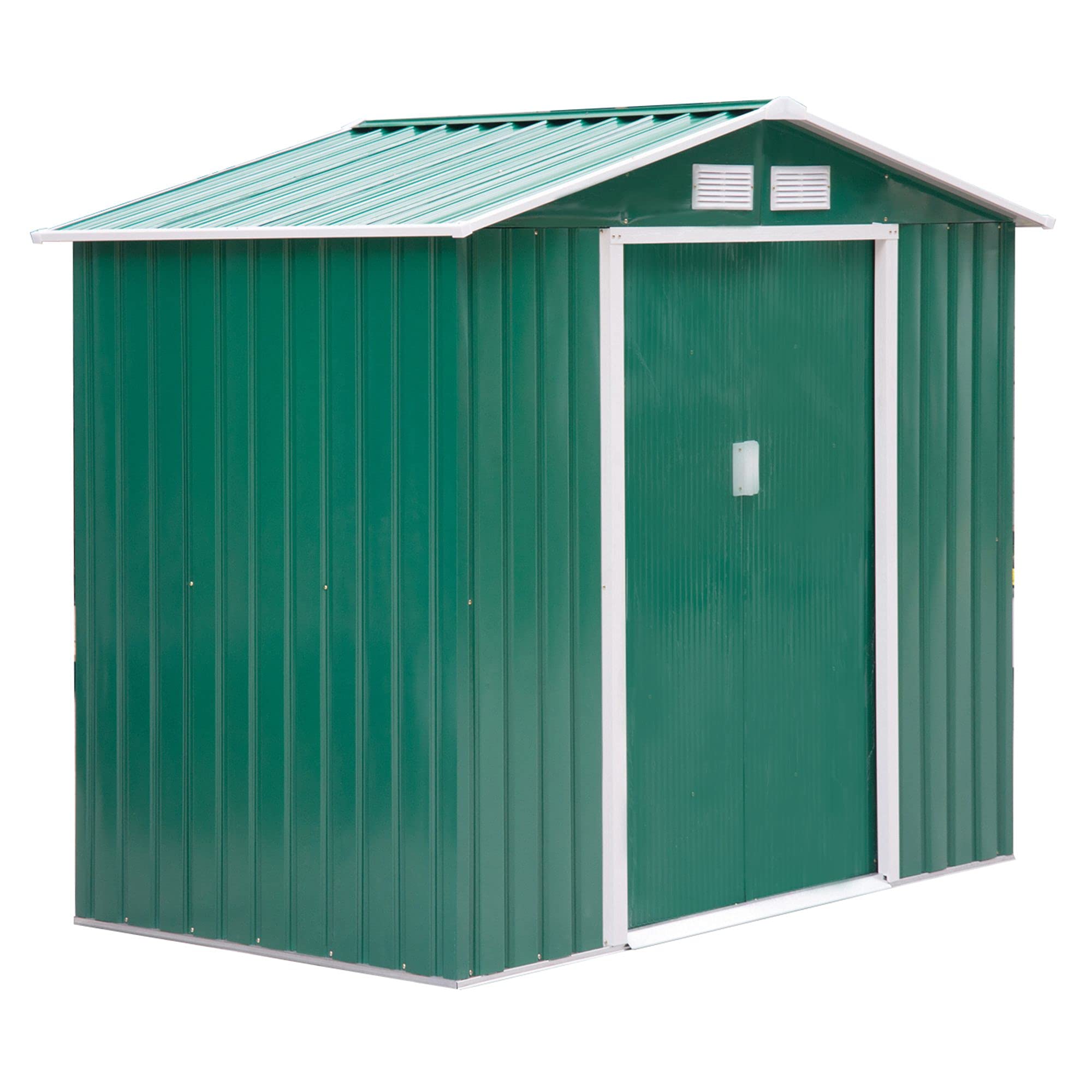 【Storage Shed】7' x 4' x 6' Garden storage shed metal tool shed with floor base and double doors