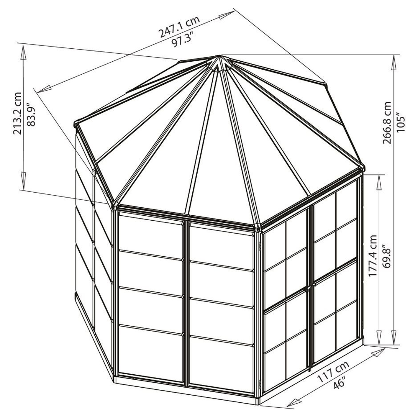 OASIS HEXAGONAL GREENHOUSE 2.5m