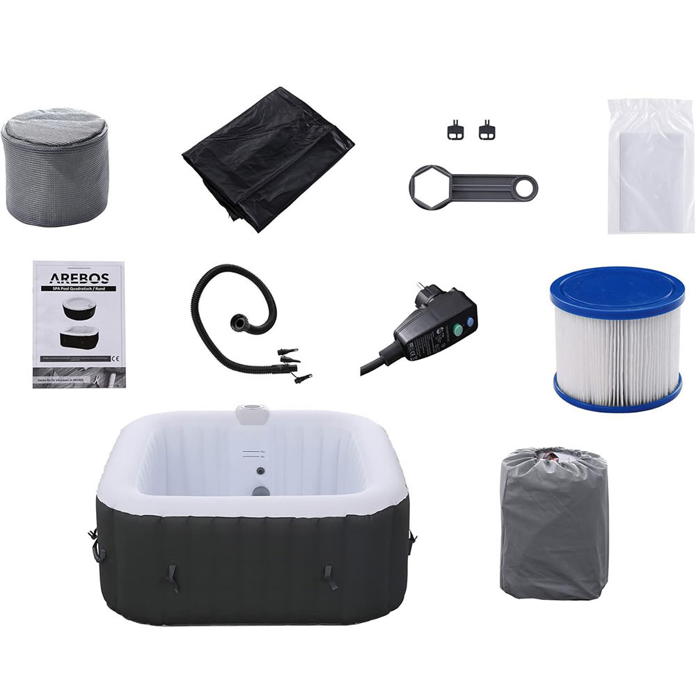 Arebos Inflatable Hot Tub | Indoor & Outdoor Spa Pool 2400 W | 4 persons