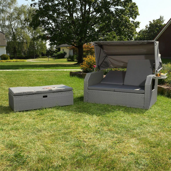 Garden bed daybed bench with canopy pillow