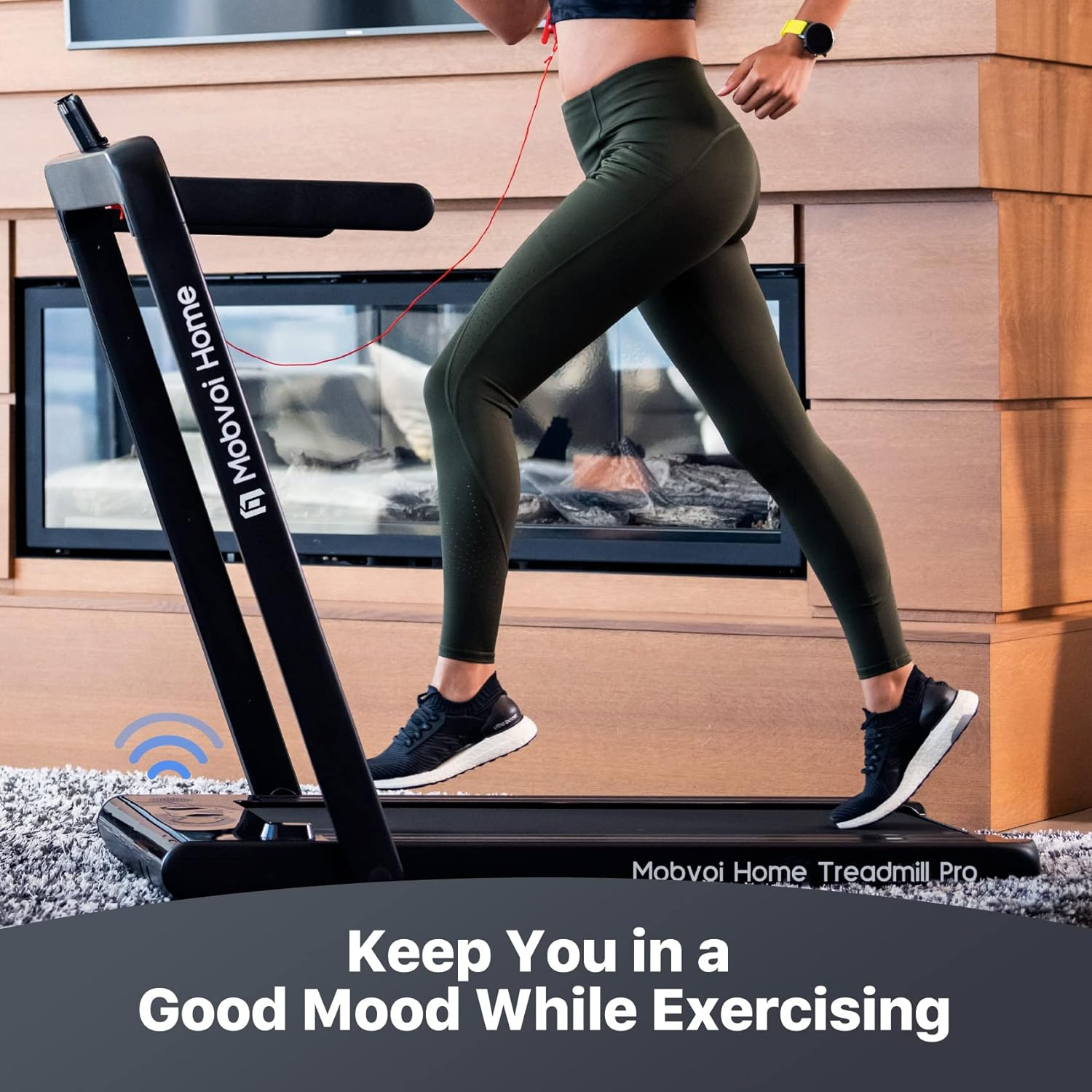 Mobvoi Home Treadmill Pro, Foldable Treadmill for Home, Compatible with Smartwatches, Virtual Training Trails, Running and Walking Workout Modes, Bluetooth Speaker, Remote Control, Fitness Exercise