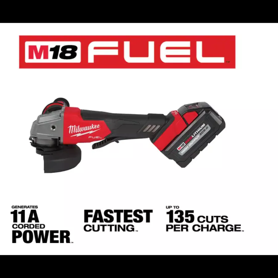 M18 FUEL 18-Volt Lithium-Ion Brushless Cordless 4-1/2 in. Grinder, Paddle Switch Kit with Two 6.0 Ah Batteries