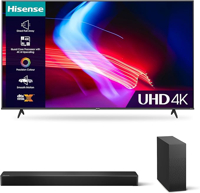 HISENSE 65A6GTUK (65 inch) 4K UHD Smart TV, with Dolby Vision HDR, DTS Virtual