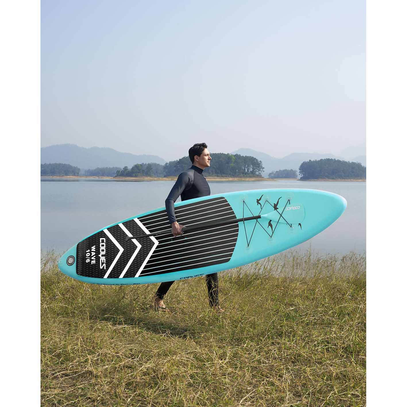 Cooyes Paddle Board, 10ft/10.6ft Inflatable Paddle Board, Stand up Paddle Board with Premium SUP Accessories & Backpack, Emergency Repair Kit, Non-Slip Deck & More - Extra-Light ISUP