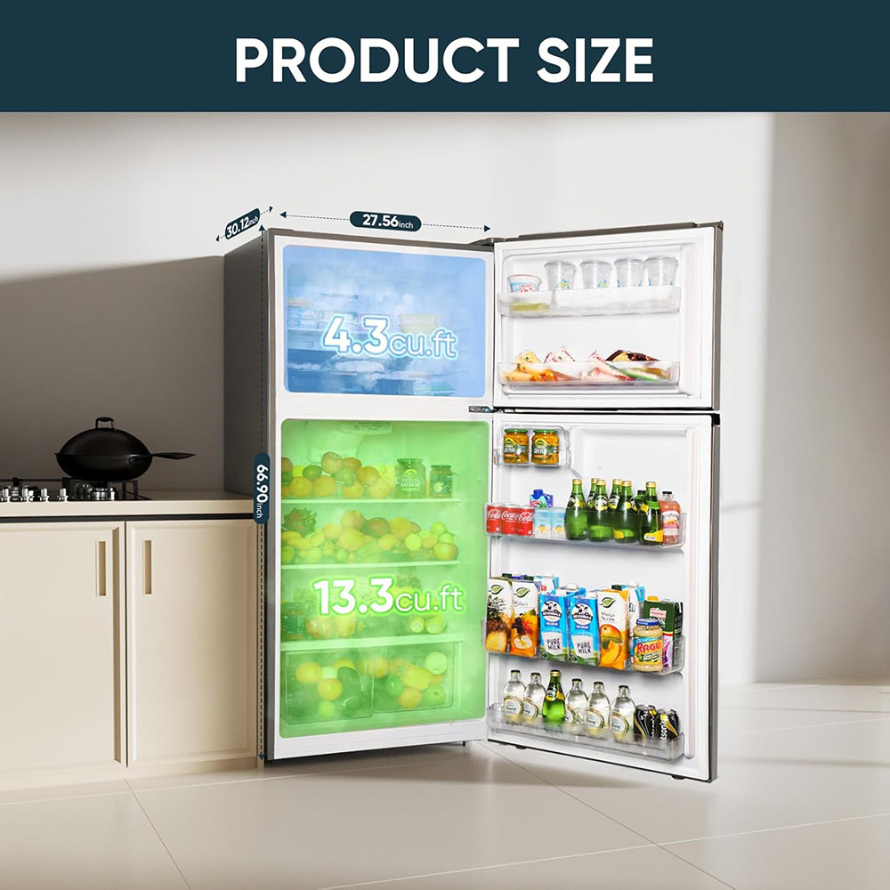 Upstreman Stainless Steel Double Door Refrigerator