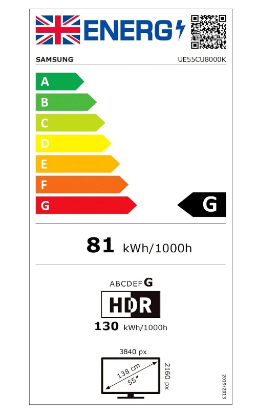 Samsung UE55CU8000 (2023) LED HDR 4K Ultra HD Smart TV, 55 inch with TVPlus, Black